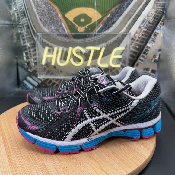 Asics Gel GT-2000 Black Magenta Blue White Running Shoes Women’s Sz 8 - Picture 2 of 10